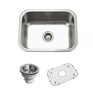 Houzer Belleo 23 inch Stainless Steel Drop-in Topmount Single Bowl Kitchen Sink with Strainer & Grid